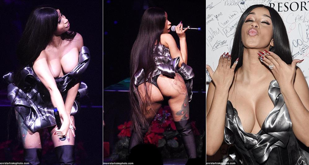 American hip hop artist Cardi B turned heads on Friday night during her per...