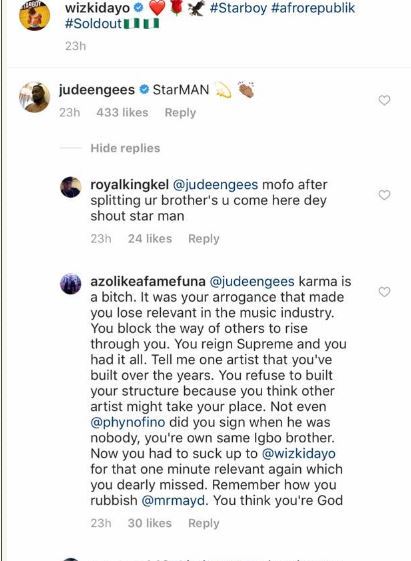 fans slam jude okoye for splitting psquare after he commented on wizkids post 1