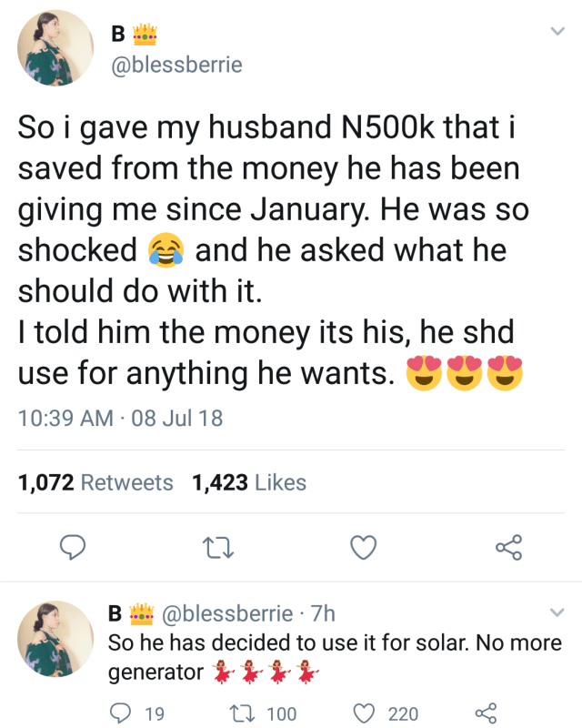 Nigerian wife surprised