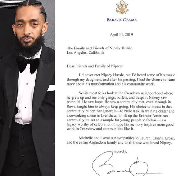 Barrack Obama's tribute to Nipsey Hussle is a must read