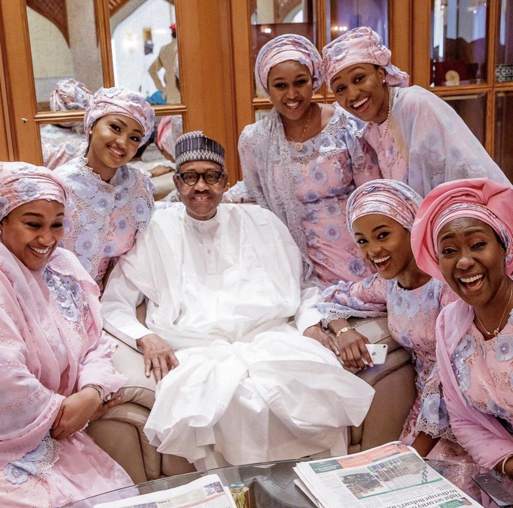 President Buhari pictured with his beautiful family
