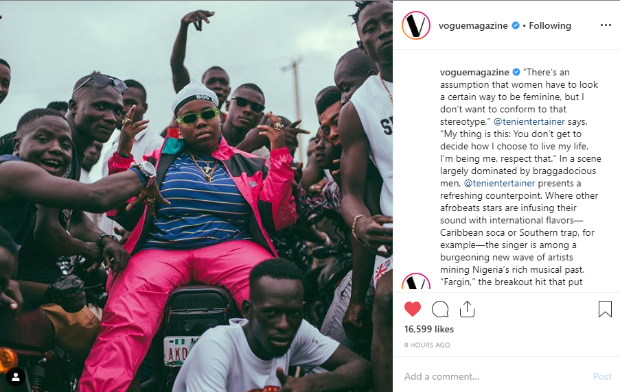  Vogue Magazine celebrates Nigerian singer Teni Entertainer
