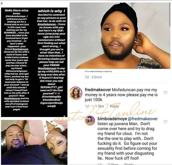 'Mofe Duncan pay me my money' - Makeup artist drags Nollywood actor