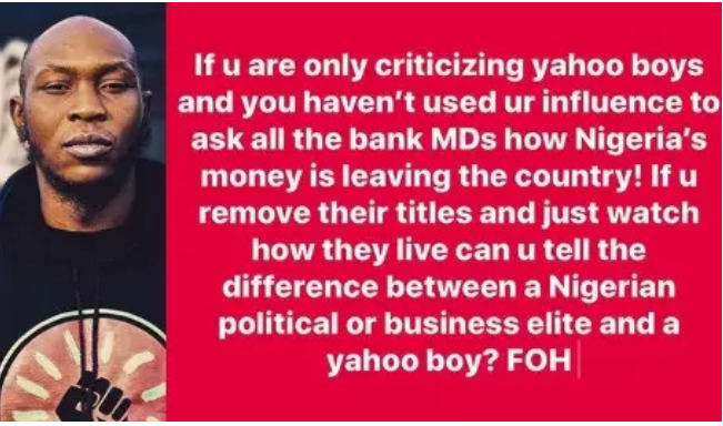 'There is no difference between Yahoo boys and political elites' - Seun Kuti