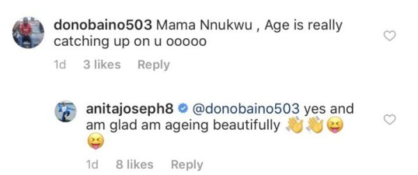 Between Anita Joseph and a troll who said age is catching up on her
