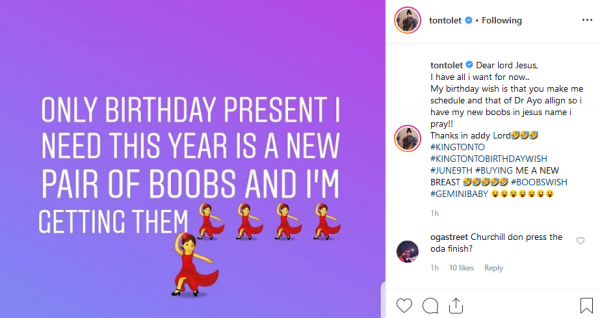 'Lord bless me with new boobs' - Tnto Dikeh prays to God