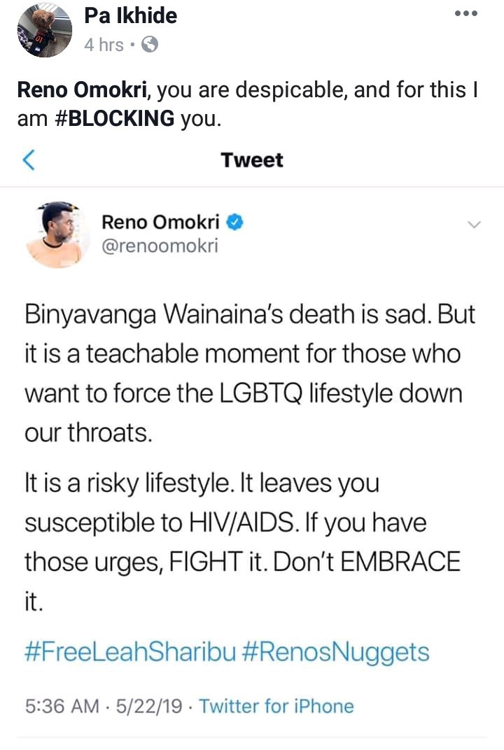 'You are despicable ' - Literary critic Pa Ikhide slams Reno Omokri over his insensitive Binyavanga Wainaina's comment