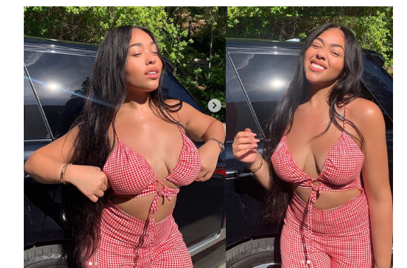 Photos: Jordyn Woods bares her boobs in barely there outfit. 