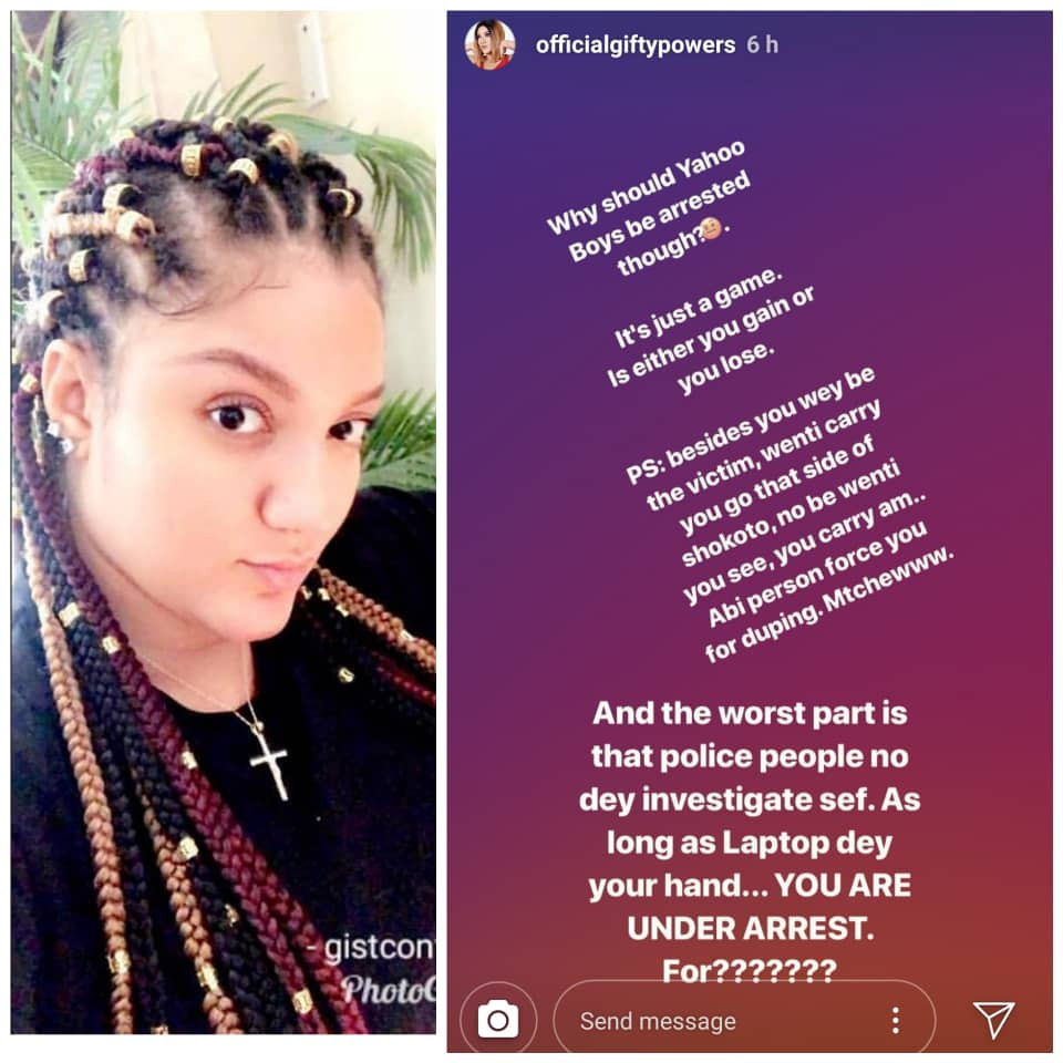 'Yahoo yahoo is just a game, why should the boys be arrested? - Gifty asks