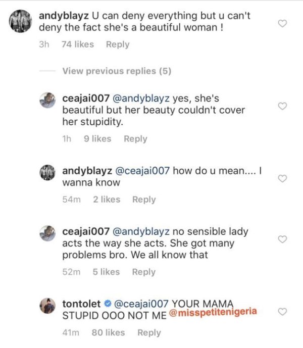 'You are beautiful but stupid' - Fan drags Tonto Dikeh, she replies