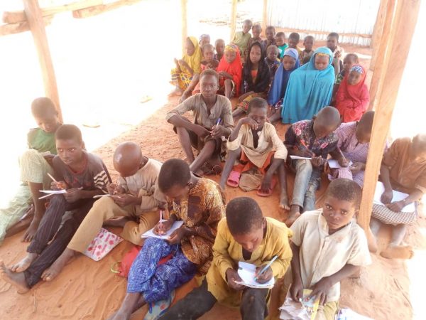 Primary school students learning under inhumane condition