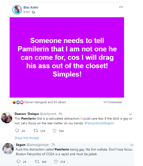 'I will drag your soul out of the closet' - Bisi Alimi comes for Pamilerin
