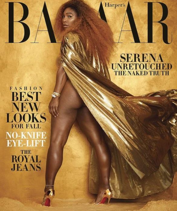 [Photos]: Serena Williams Is Semi Naked On The Cover Of Harper Bazaar