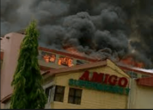 Amigo Super Market on fire