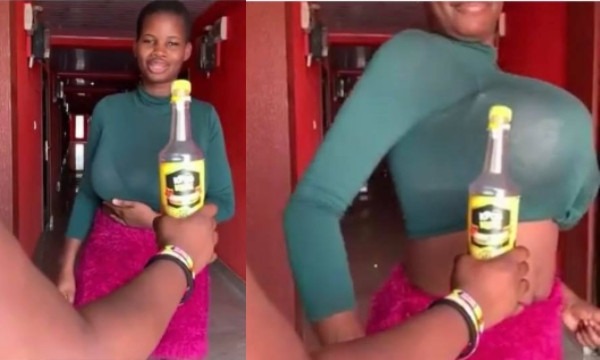[Video]: Watch Model Pamela Odame Open A Bottle With Her Big Boobs
