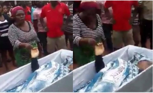 Lady accused of killing her neigbour swears at her grave
