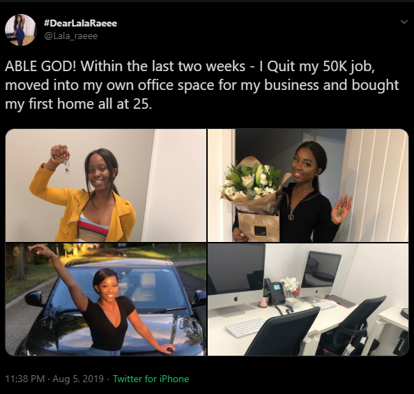25-year-old lady buys house after quitting her job