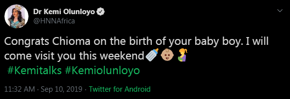 Kemi Olunloyo's tweet