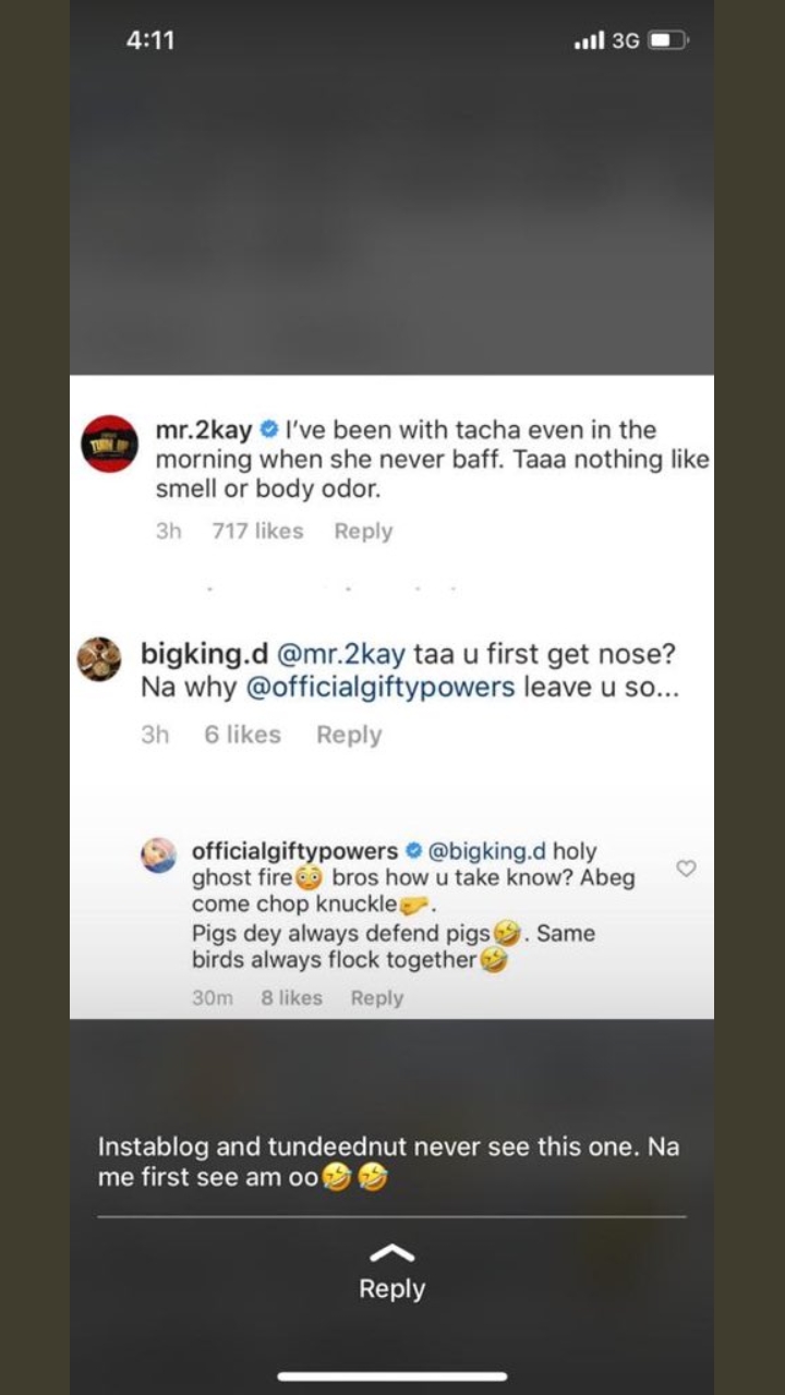 The exchange between gifty powers and the instagram user