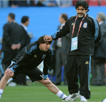 Lionel Messi and Diego Maradona