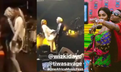 Wizkid and Tiwa Savage while performing at the One Africa Music Festival in Dubai
