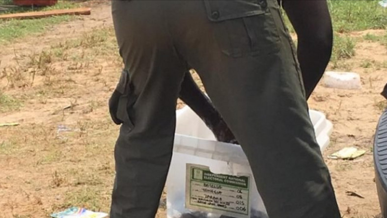 Police Officer Washes Uniform With Ballot Box In Bayelsa