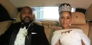 Nigerian music star, Banky W, and actress, Adesua Etomi, are newlyweds in ‘the Wedding Party 1’