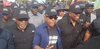 Uche Secondus and other pdp protesters in Abuja