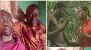 Nollywood actor, Ifeanyi Ezeokeke, better known as Ugo Shave Me with his colleagues