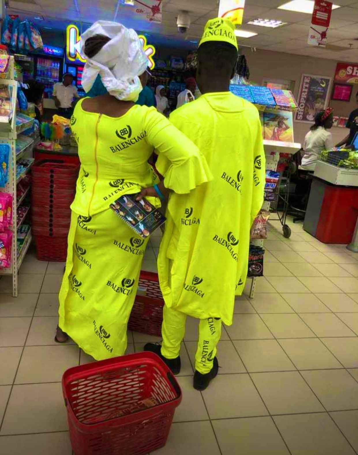 The Nigerian couple in their custom made Balenciaga outfits