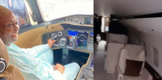 Deji Adeleke inside his private jet
