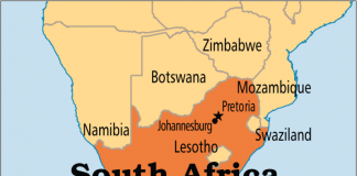 South Africa on map