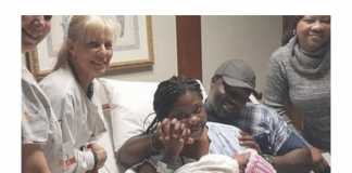 Mercy Johnson and her husband in the hospital