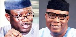Collage photo of governor Fayemi and Ojudu