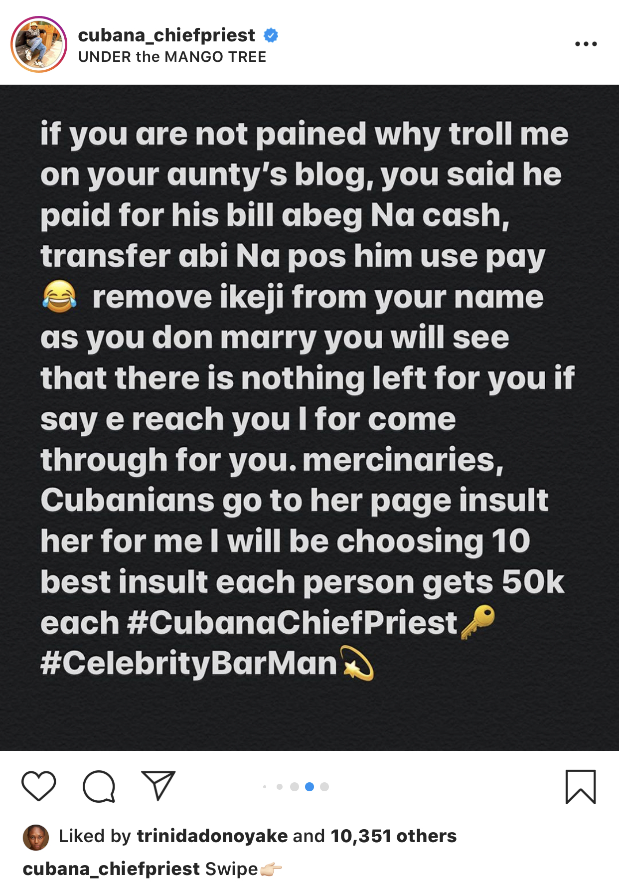 Cubana Chief Priest’s post