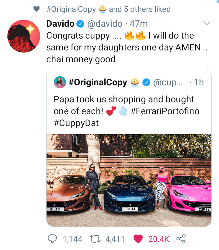 Davido’s tweet 