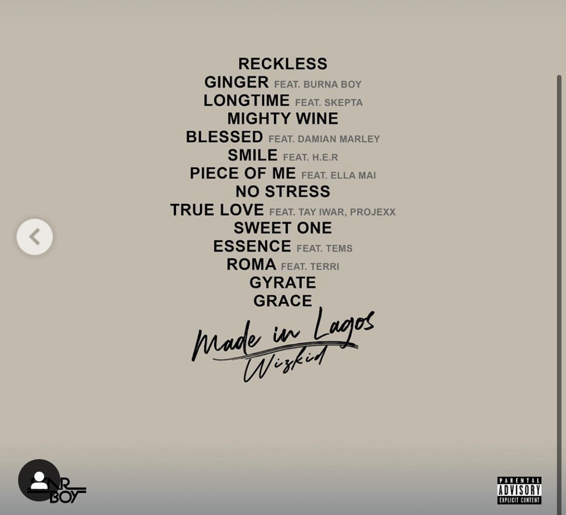 The tracklist of the album
