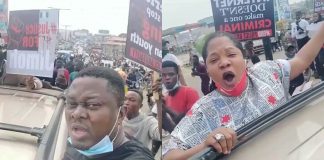 #EndSARS: Toyin Abraham, Muyiwa Ademola Join Protest In Ibadan