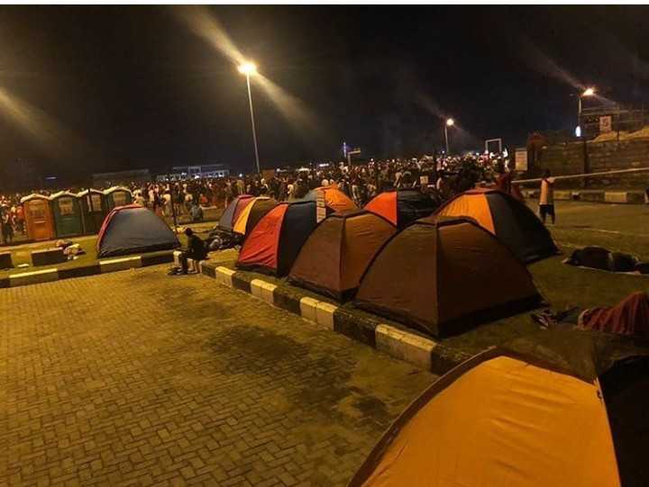 Camping tents set up for #EndSARS protesters