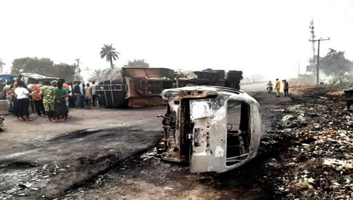 JUST IN: Fuel Tanker On Fire On Lagos-Ibadan Expressway