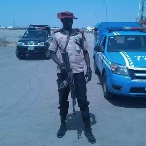 FRSC officer with a gun