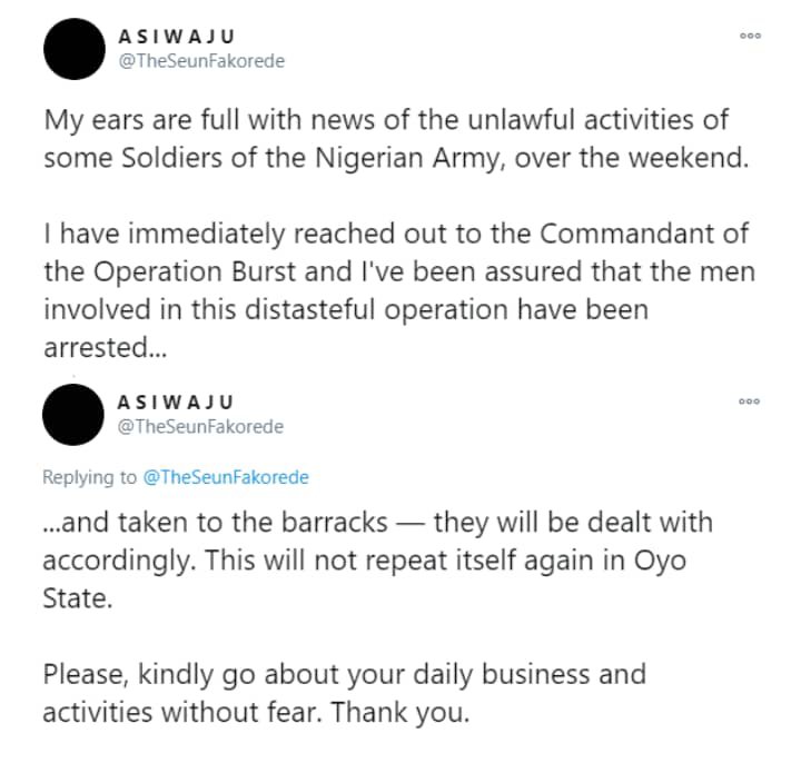 Soldiers who harassed residents of Oyo