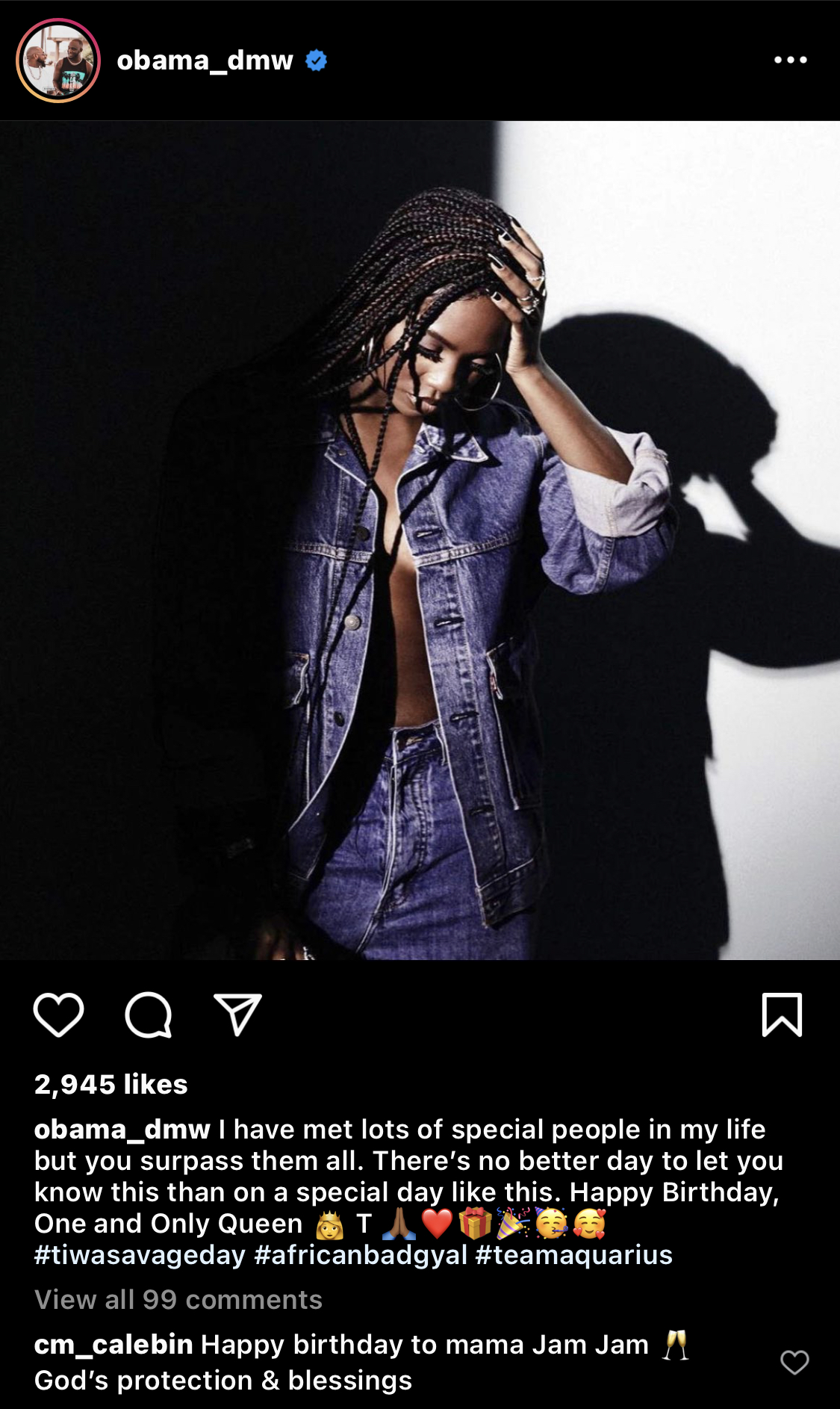 His Instagram post