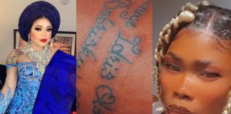 Bobrisky Reacts After Another Die-Hard Inks His Full Name On Her Body
