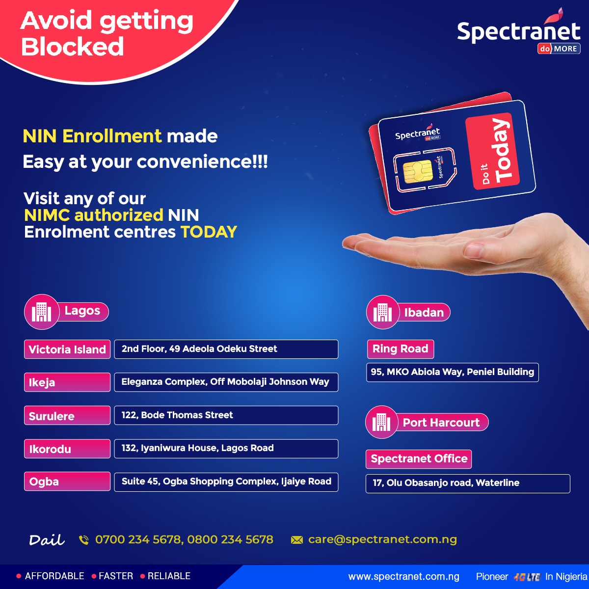National Identity Management Commission Appoints Spectranet 4G for NIN Enrollment