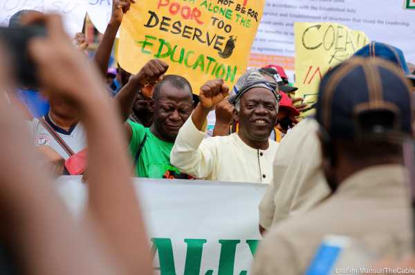 ASUU Strike: Falana Joins NLC Protest, Says ‘Buhari Is Tired’