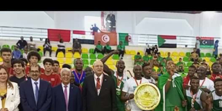u19 Nigeria volleyball team celebrating victory in Morroco