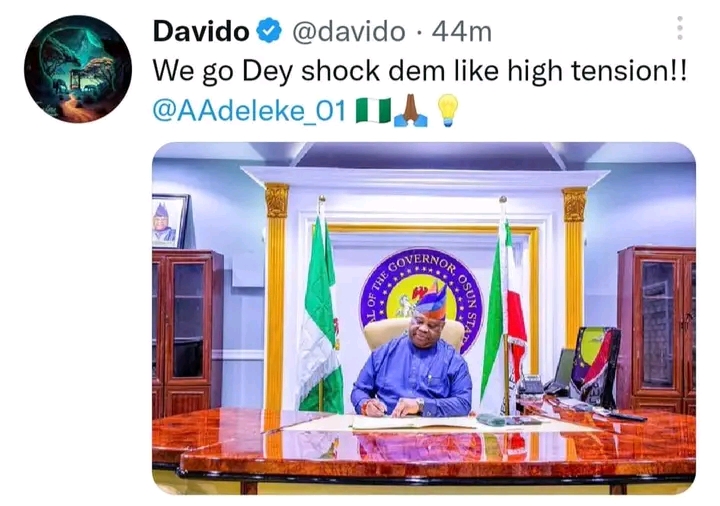 Shock Them Like High Tension,' Davido Celebrates Adeleke's Supreme Court  Victory