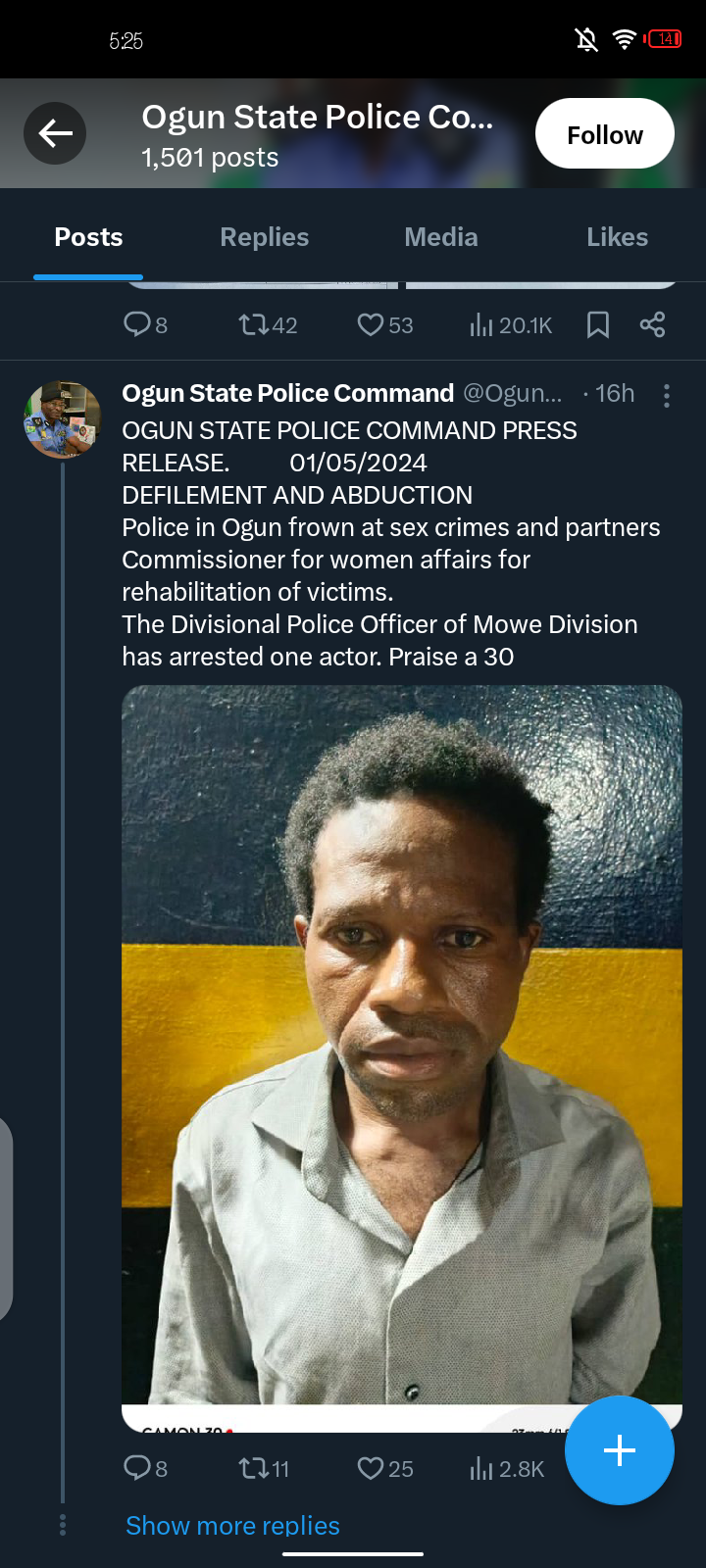 Ogun Police Nab Actor For Alleged Abduction, Defilement Of 14-Year-Old Girl